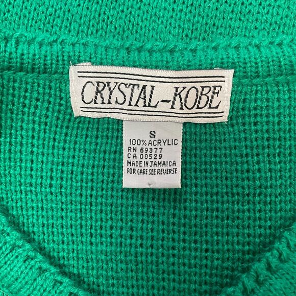 Vintage Cardigan Sweater Womens Size Small Kelly Green Button Knit Minimal 80s - Picture 10 of 13